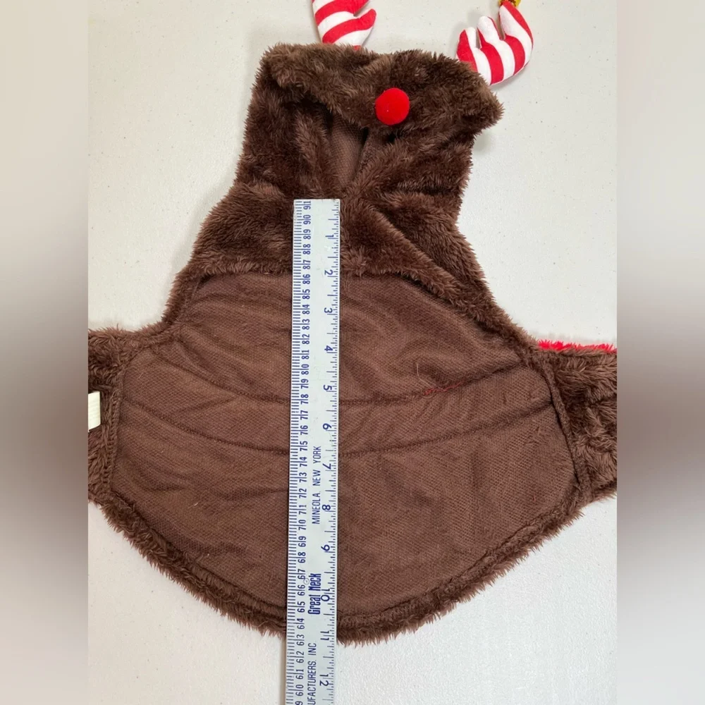 Festive Brown Reindeer Dog Costume, Small-14”